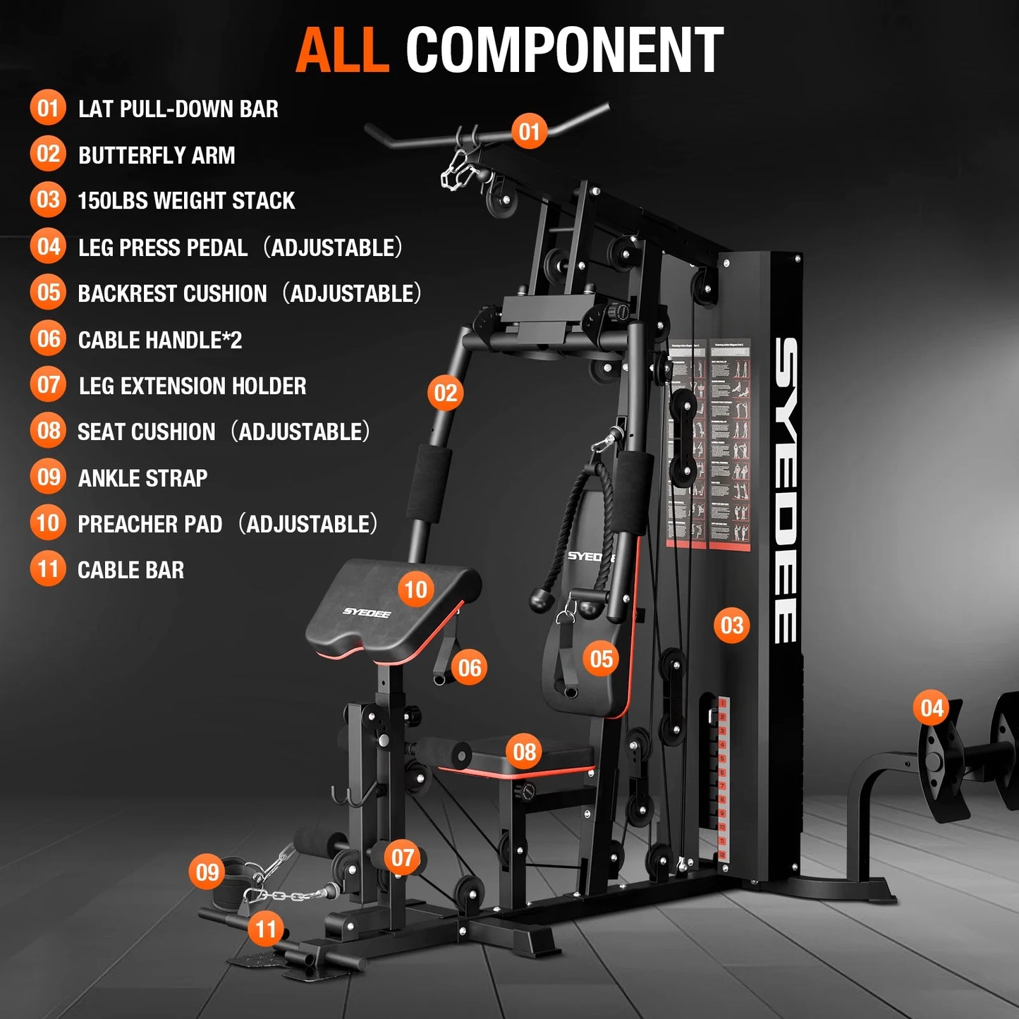 All-In-One Home Gym System with Folding Chest Press – 90+ Exercises in One Space-Saving Machine