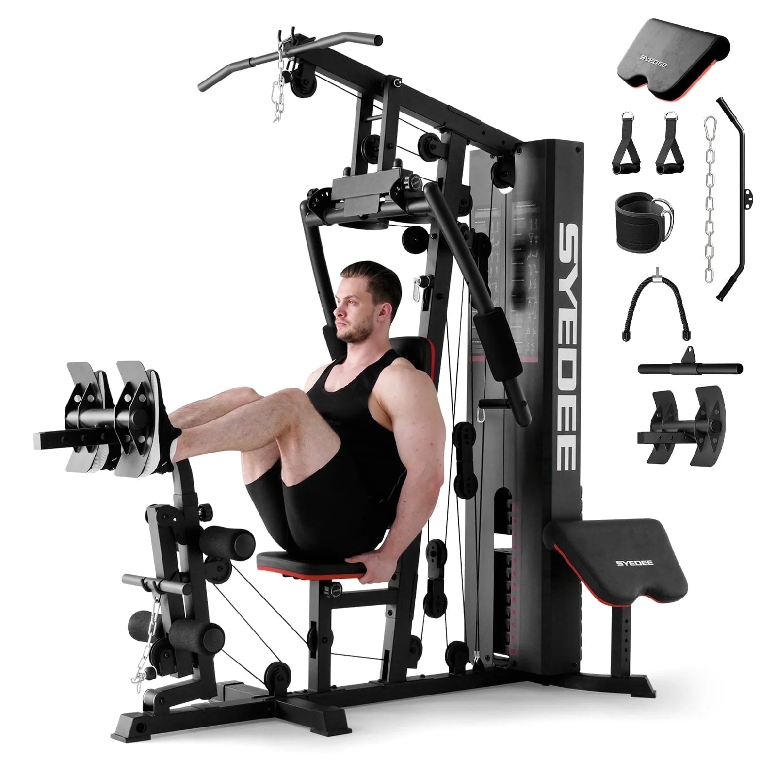 All-In-One Home Gym System with Folding Chest Press – 90+ Exercises in One Space-Saving Machine